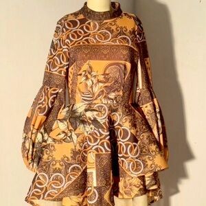 CQ by CQ | High Low Hem Dress | Yellow, Orange and Brown | Size S/M